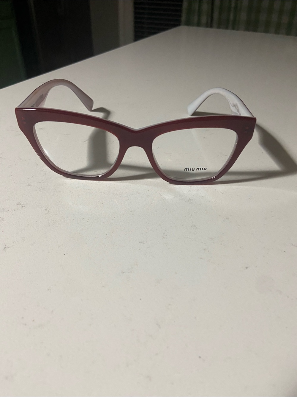 Miu Miu Women's Cat-Eye Glasses - Mauve Frame with White Temples
